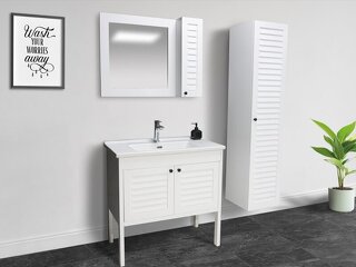 Nil Serisi Ayaklı Banyo Mobilyası (Boy Dolaplı Aynalı Set)