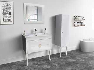 Venüs Serisi Ayaklı Banyo Mobilyası (Boy Dolaplı Aynalı Set)