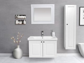 Asya Serisi Asma Banyo Mobilyası (Boy Dolaplı  Aynalı Set)