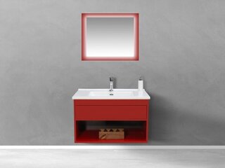 Rose Serisi Aynalı Banyo Mobilyası (Tek Çekmeceli & Açık Raflı Set)
