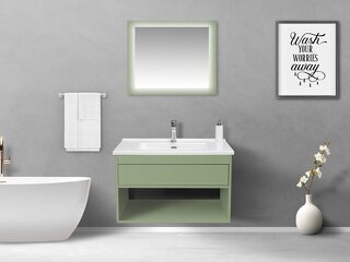 Rose Serisi Aynalı Banyo Mobilyası (Tek Çekmeceli & Açık Raflı Set) - 3