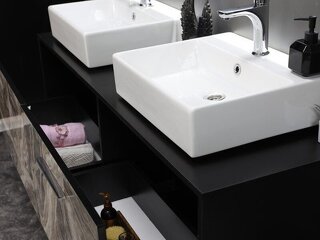 Amber Serisi Çift Lavabolu Banyo Mobilyası (LED Aynalı Asma Set) - 2