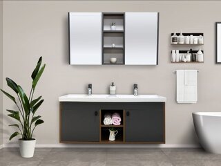 Sirius Serisi Çift Lavabolu Banyo Mobilyası (Aynalı Dolaplı Asma Set)