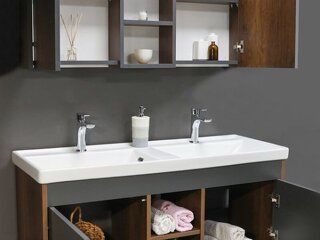 Sirius Serisi Çift Lavabolu Banyo Mobilyası (Aynalı Dolaplı Asma Set) - 2