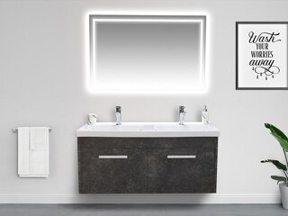 Yakut Serisi Çift Lavabolu Banyo Mobilyası (LED Aynalı Asma Set)