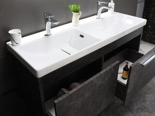 Yakut Serisi Çift Lavabolu Banyo Mobilyası (LED Aynalı Asma Set) - 2