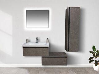 Twin Serisi Kademeli Banyo Mobilyası (Boy Dolaplı  LED Aynalı Set)