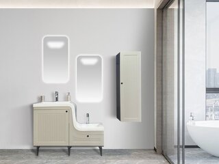 Thalia Serisi Ayaklı Banyo Mobilyası (Boy Dolaplı  Aynalı Set)