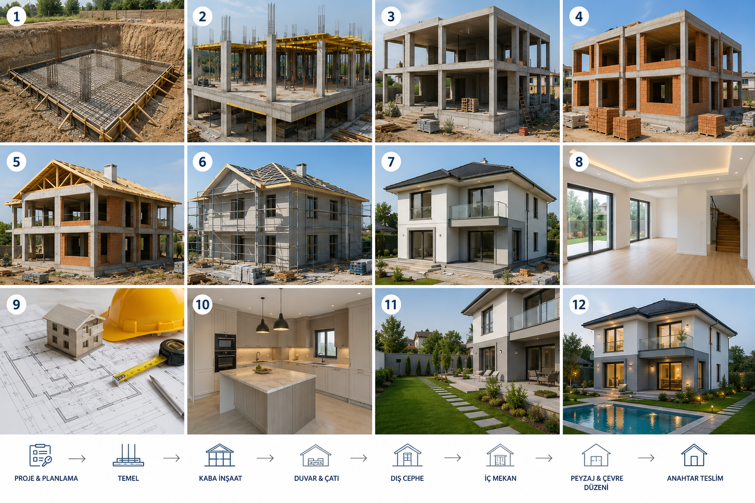 Temelden Çatıya Adım Adım Anahtar Teslim İnşaat ve Müstakil Villa Yapım Rehberi